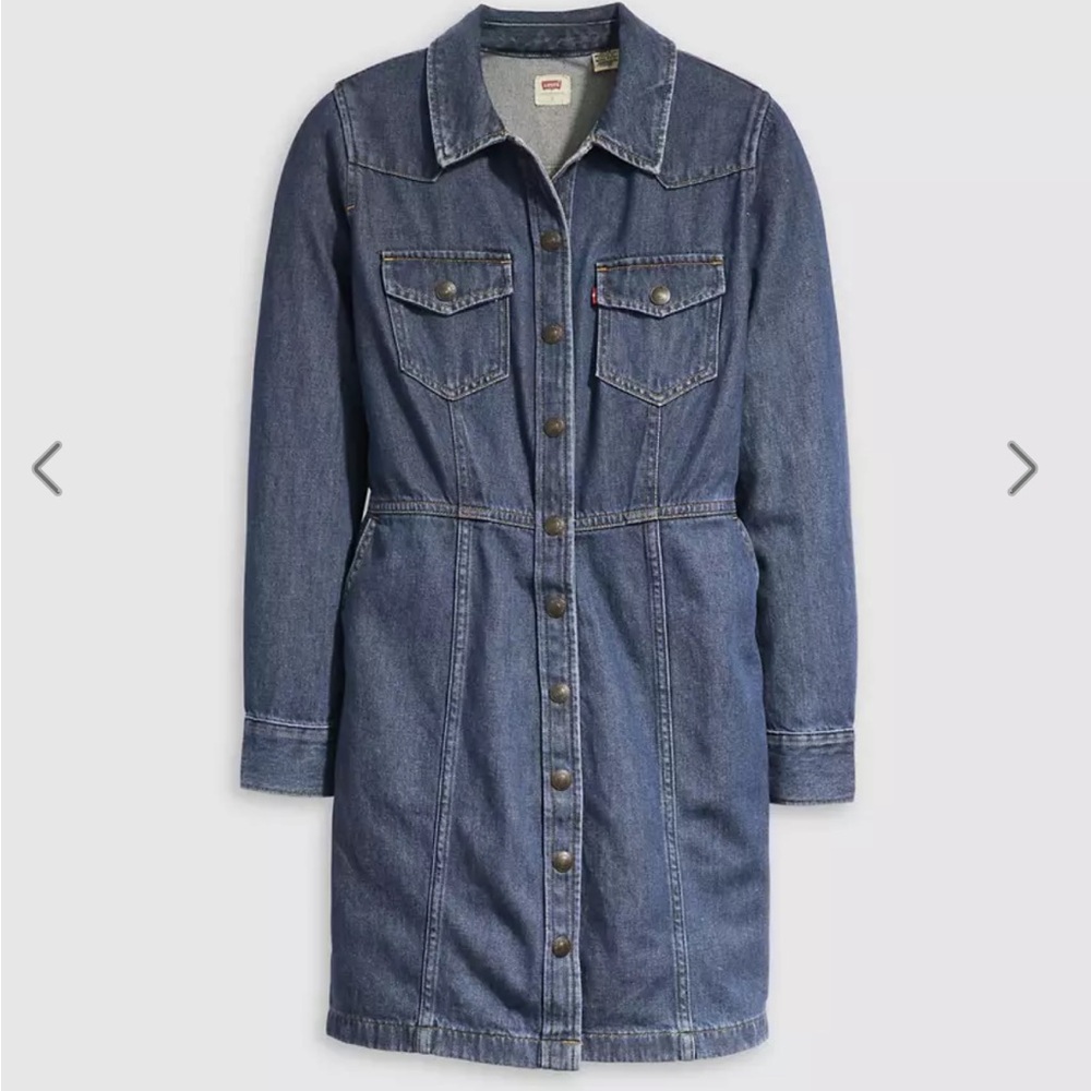 Levi's Blue Denim Long Sleeve Dress and/or Light Weight Coat in 2X - Picture 2 of 10
